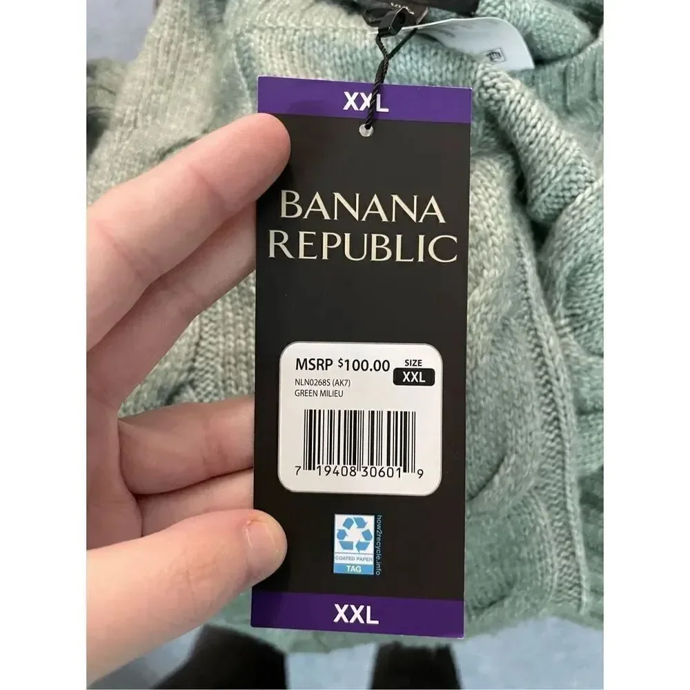 NWT Banana Republic Cable Knit Sweater in Green Milieu